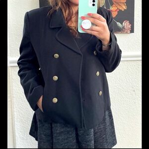 Sag Harbor Wool Pea Coats Size 12 Black Double Breasted Crop